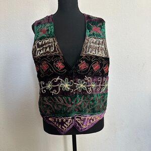 VTG Speed Limit Vest Women Medium Bohemian Embroidered Fairy Whimsy Forrest